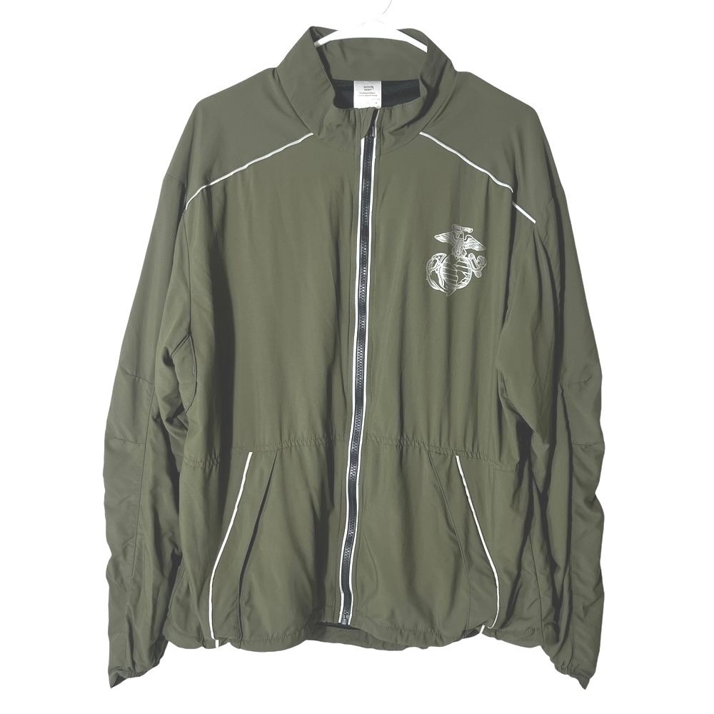 USMC Marines PT Jacket Medium Regular USA Military Track Windbreaker Olive Green
